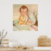Cute Baby met een wissel Poster (Keuken)