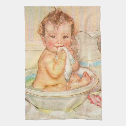 Cute Baby met een wissel Theedoek (Verticaal)