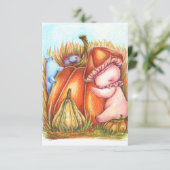 Cute Baby met pompoenen paddestoelenkool Bedankkaart (Staand voorkant)