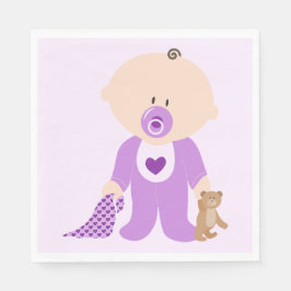 Cute Baby met Teddy Bear en Blanket Servet