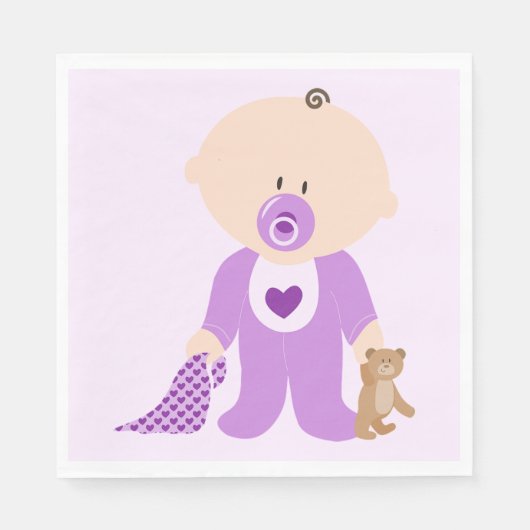 Cute Baby met Teddy Bear en Blanket Servet (Voorkant)