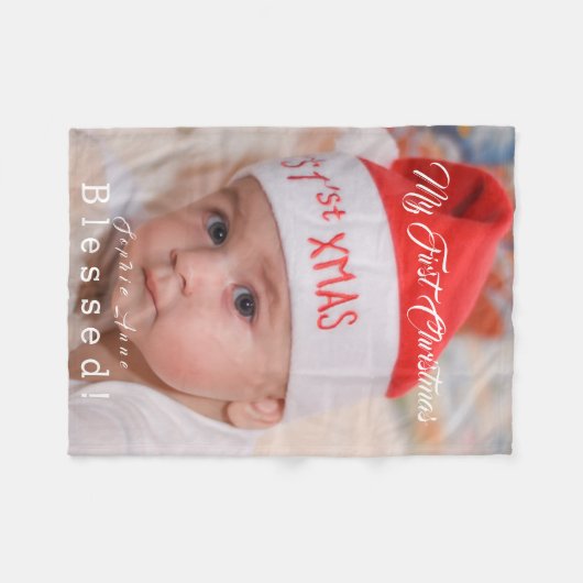 Cute Baby Mijn eerste kerst Kabouterhoed Fleece Deken (Voorkant (Horizontaal))