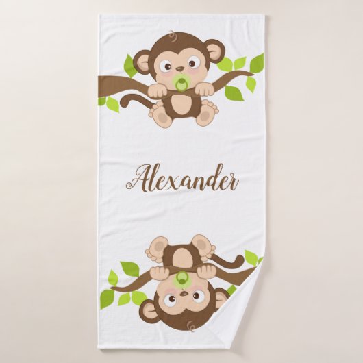 Cute Baby Monkey Bad Handdoek (Badhanddoek)