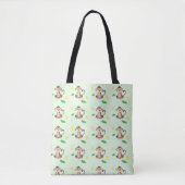 Cute Baby Monkey Bananas Tropical Green Leaf Tote Bag (Voorkant)
