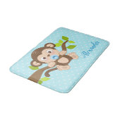 Cute Baby Monkey Blue Polka Dots Badmat (Gekanteld)