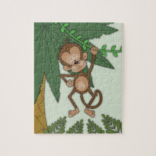 Cute Baby Monkey Cartoon Legpuzzel (Verticaal)