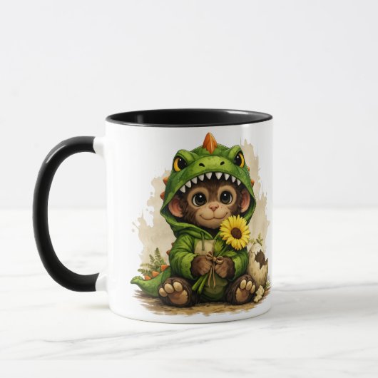Cute Baby Monkey Dinosaur Costume Coffee Mug Mok (Links)