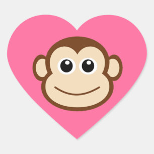 Cute Baby Monkey Face Hart Sticker