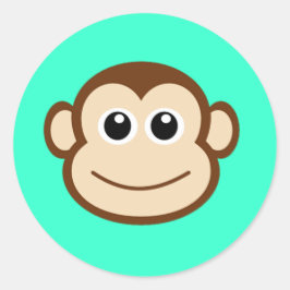 Cute Baby Monkey Face Ronde Sticker