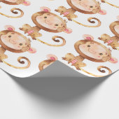 Cute Baby Monkey Funny Cartoon Chimp Cadeaupapier (Hoek)