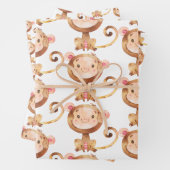 Cute Baby Monkey Funny Cartoon Chimp Inpakpapier Vel (In situ)