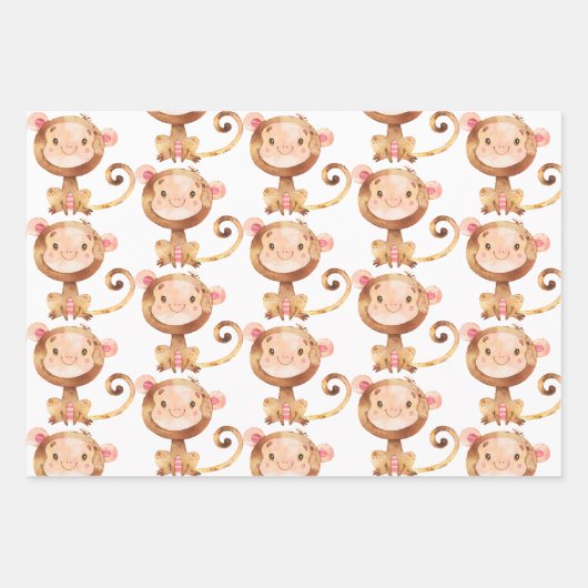 Cute Baby Monkey Funny Cartoon Chimp Inpakpapier Vel (Voorkant)