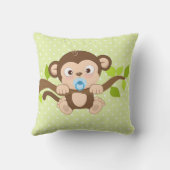 Cute Baby Monkey Green Polka Dots Sierkussen (Achterkant)