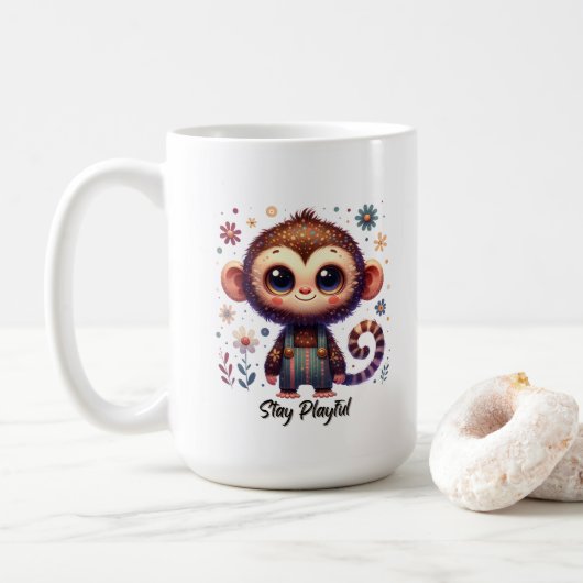 Cute Baby Monkey Koffiemok (Met donut)