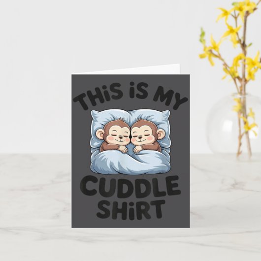 Cute Baby Monkey Lovers This Is My Cuddle  Kaart (Gele Bloem)