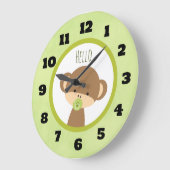 Cute Baby Monkey met een Pacifier Gezegde Hallo Grote Klok (Hoek)