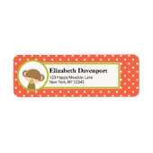Cute Baby Monkey met een Pacifier op Polka Dots Etiket (Voorkant)