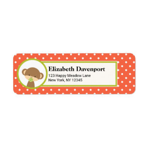 Cute Baby Monkey met een Pacifier op Polka Dots Etiket