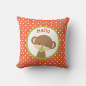 Cute Baby Monkey met een Pacifier op Polka Dots Kussen (Voorkant)