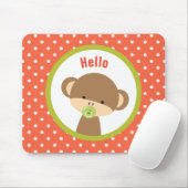 Cute Baby Monkey met een Pacifier op Polka Dots Muismat (Met muis)