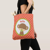 Cute Baby Monkey met een Pacifier op Polka Dots Tote Bag (Dichtbij)