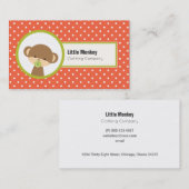Cute Baby Monkey met een Pacifier op Polka Dots Visitekaartje (Voorkant / Achterkant)