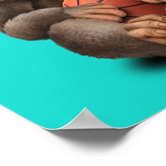 Cute Baby Monkey Playing With Basketball Poster (Hoek)