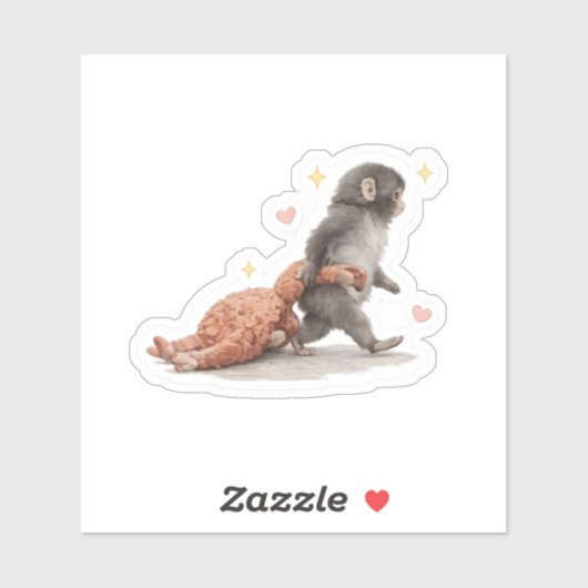 Cute Baby Monkey Sticker – Emotional Support Anima (Vel)