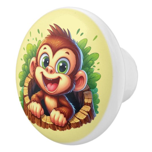 Cute baby monkey unisex keramische knop (Rechts)