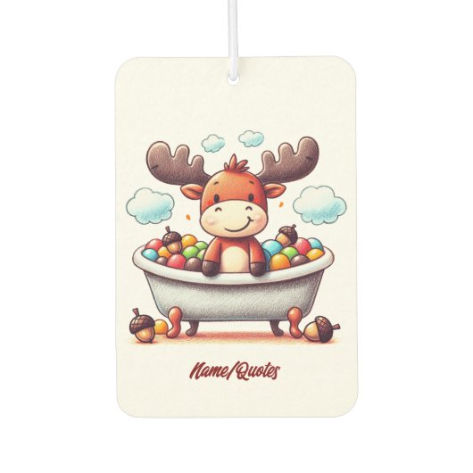 Cute Baby Moose Bath Time Cartoon Illustration Luchtverfrisser (Voorkant)