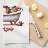 Cute Baby Moose Bath Time Cartoon Illustration Theedoek (Quarter Fold)