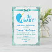 Cute Baby Narwhal Baby shower Kaart (Staand voorkant)