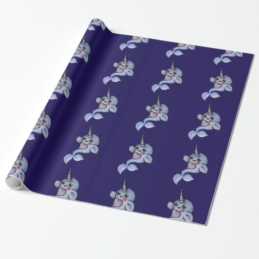 Cute baby narwhal cadeaupapier (Uitgerold)