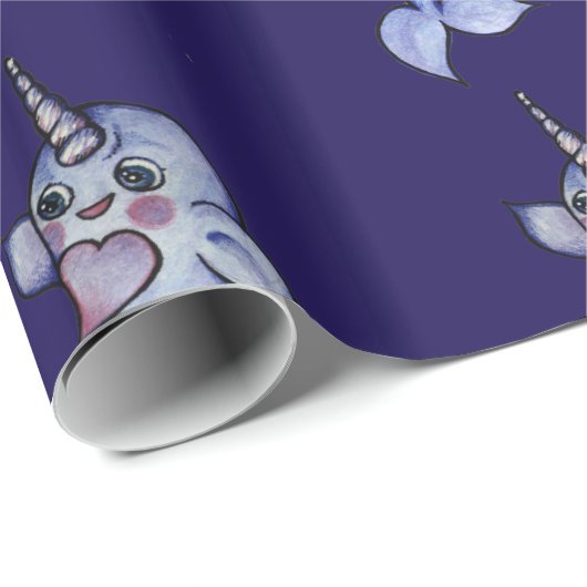Cute baby narwhal cadeaupapier (Rol Hoek)