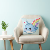 Cute baby narwhal en regenboog kussen (Stoel)