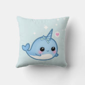 Cute baby narwhal en regenboog kussen (Achterkant)