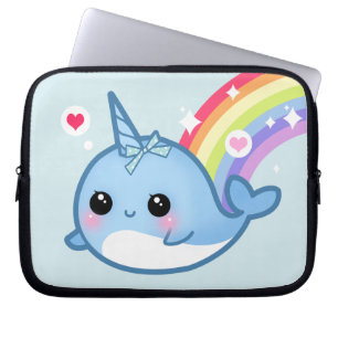 Cute baby narwhal en regenboog laptop sleeve