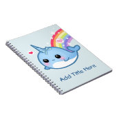 Cute baby narwhal met regenboog - Gepersonaliseerd Notitieboek (Rechterzijde)