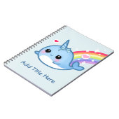 Cute baby narwhal met regenboog - Gepersonaliseerd Notitieboek (Linkerzijde)