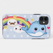 Cute baby narwhal met regenboog, wolken en sterren Case-Mate iPhone case (Achterkant (horizontaal))