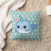 Cute baby narwhal on polka dots kussen (Deken)