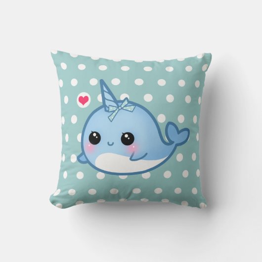 Cute baby narwhal on polka dots kussen (Voorkant)
