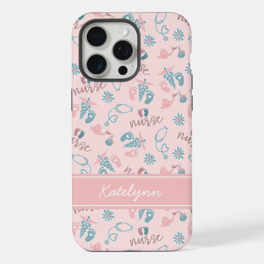 Cute Baby Nurse Phone Case | Personalized Name iPhone Hoesje (Achterkant)