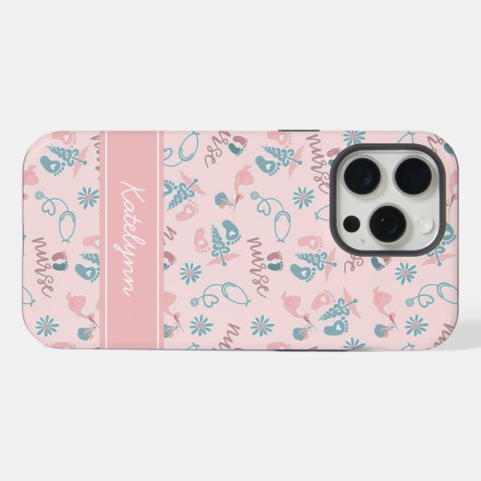 Cute Baby Nurse Phone Case | Personalized Name iPhone Hoesje (Achterkant horizontaal)