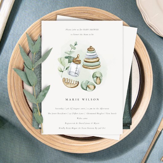 Cute Baby Nursery Essential Green Baby shower Kaart