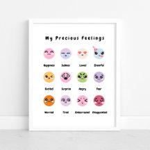 Cute Baby Nursery Feelings Education Poster