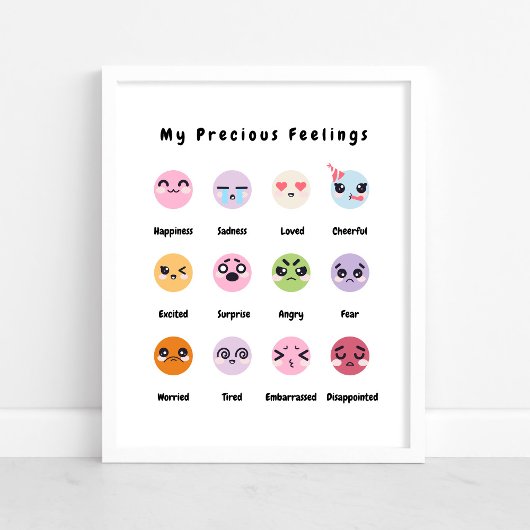 Cute Baby Nursery Feelings Education Poster