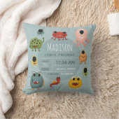 Cute Baby Nursery Monster Alien Birth Stats Kussen (Deken)