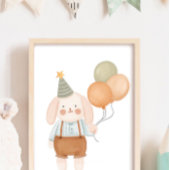 Cute Baby Nursery Roze Konijn Wolk en Sterren  Poster