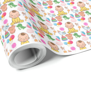 Cute Baby Nursery Speelgoed Patroon Baby Shower Cadeaupapier